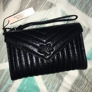 Victoria Secret Black Metallic Wristlet Wallet